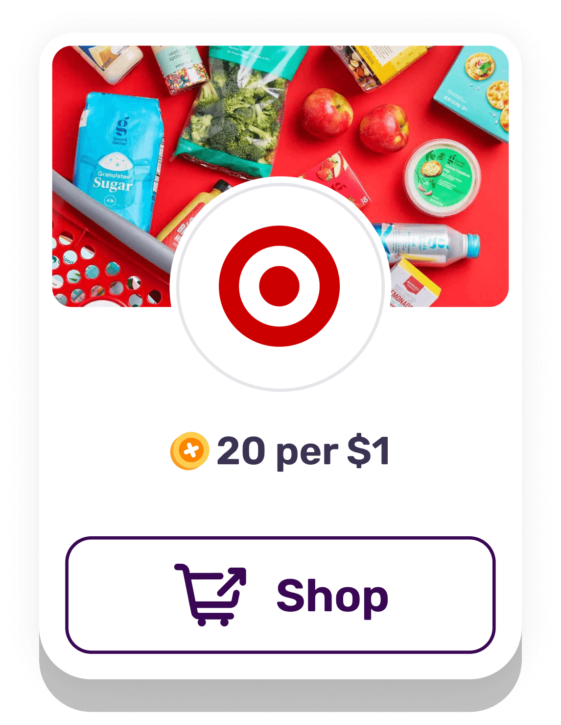 Target offer card — 20 points per $1