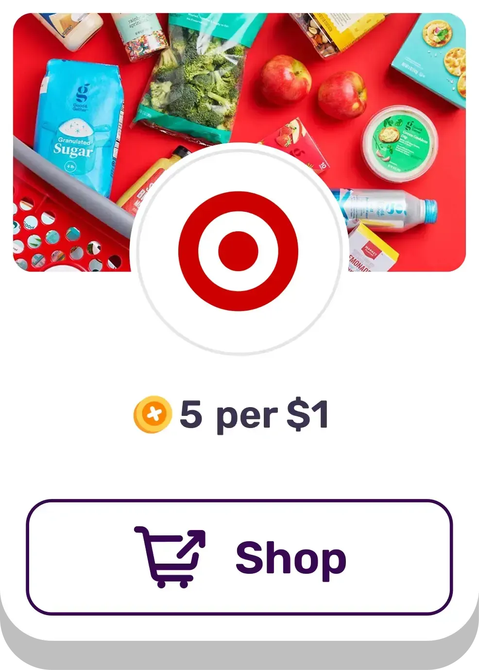 Target offer card — 5 points per $1